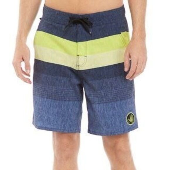 Body Glove Board Shorts size L (Waist 34) Deep Sea Stripes Y2K Surf Vacation - Picture 1 of 9